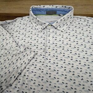 Tasc Performance Polo Shirt Mens Large White Print Golf Stretch Modal Blend